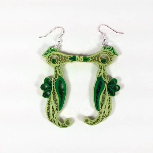Seahorse Earrings Custom Order Green Paper